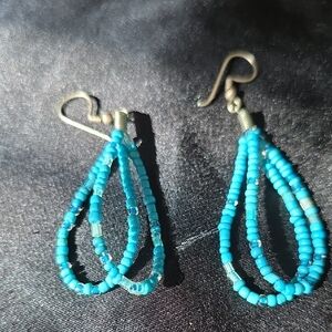 Turquoise Beaded Double Loop Earrings